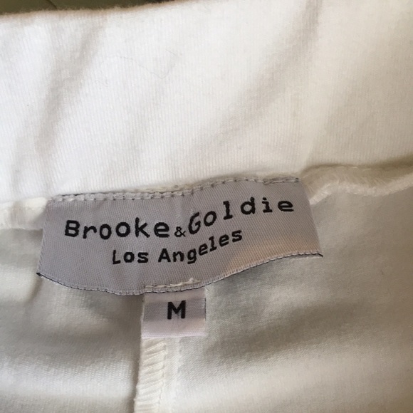 Brooke & Goldie joggers. NWOT White stretchy fabric with tri-color suede. Size M - Picture 5 of 6